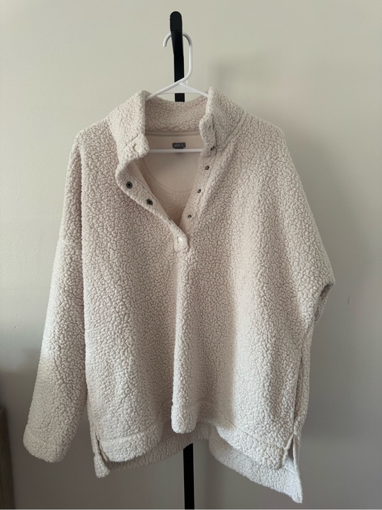aerie Sweaters - aerie Cream Sherpa Snap-Front Turtleneck Pullover